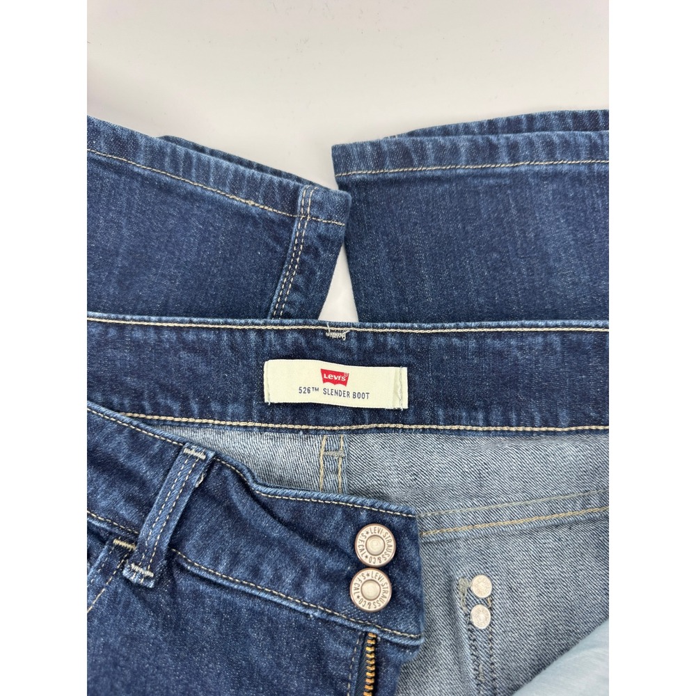 Levis 526 Slender Bootcut Jeans Dark Wash Double Button Flap Pocket 14S W32 L30 - Picture 6 of 7